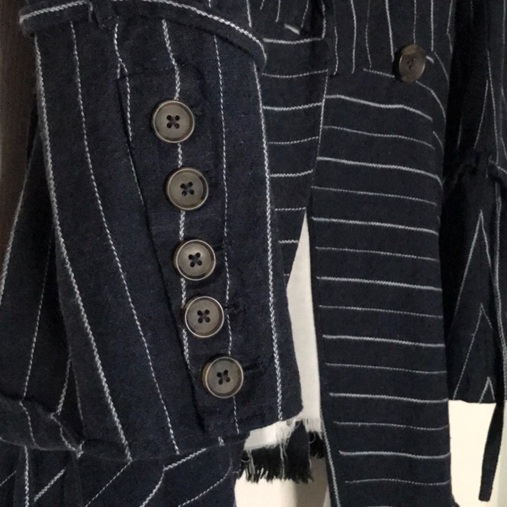 Free People Navy Pinstripe Blazer - Picture 6 of 11